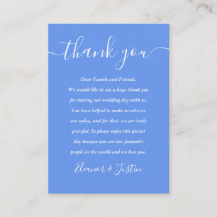 Cornflower Blue Modern Script Wedding Vielen Dank Platzkarte