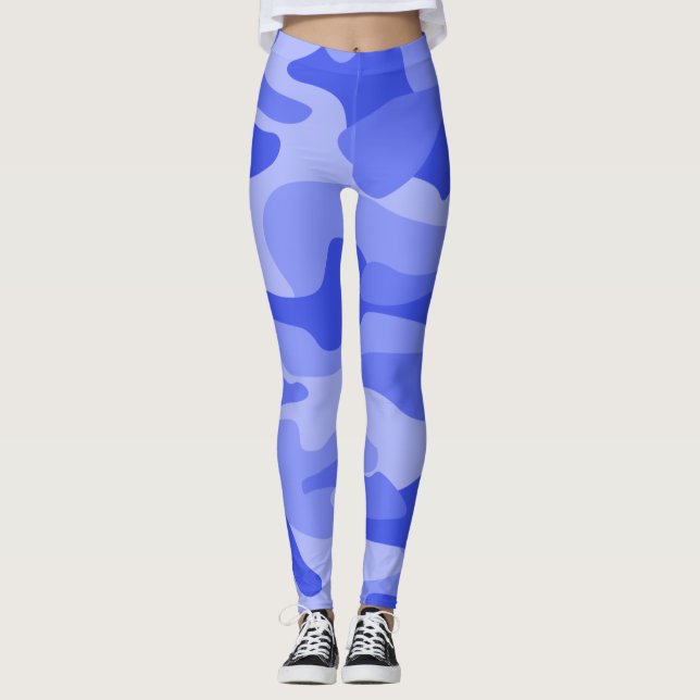 Cornflower Blue Monocolor Camouflage Leggings (Vorderseite)