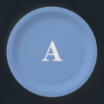 Cornflower Blue Monogram Initial White Custom Cool Pappteller<br><div class="desc">Entworfen mit Textvorlage für mit Monogramm Initialisierung,  die Sie anpassen können! Sie können auch die Hintergrundfarbe nach Belieben ändern.</div>