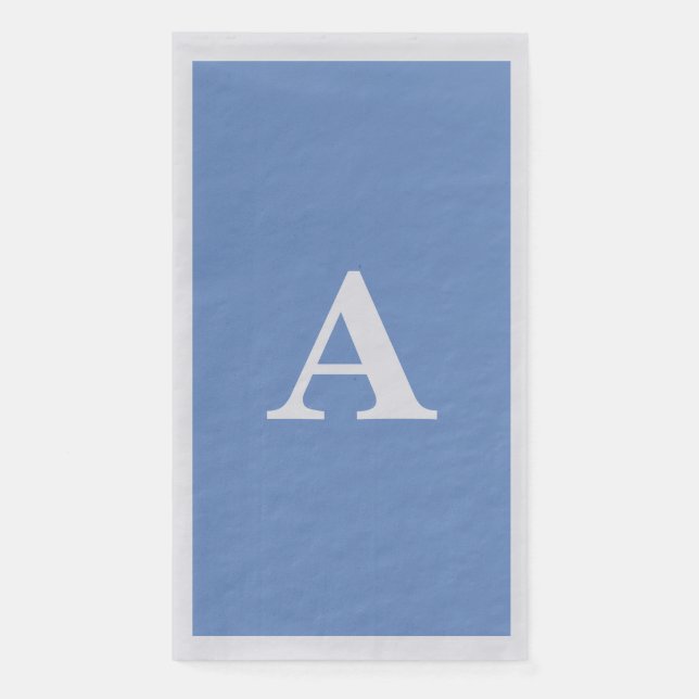 Cornflower Blue Monogram Initial White Individuell Serviette (Vorderseite)