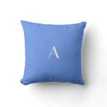 Cornflower Blue Pillow w White Monogram