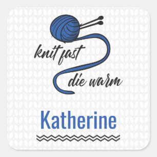Cornflower Blue Strick Schnell, Die Warm Quadratischer Aufkleber