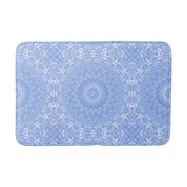 Cornflower Blue Symmetry Mandala Badematte (Vorderseite)