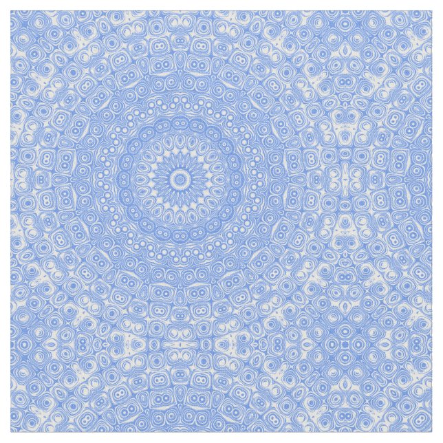 Cornflower Blue Symmetry Mandala Stoff (Nahaufnahme)