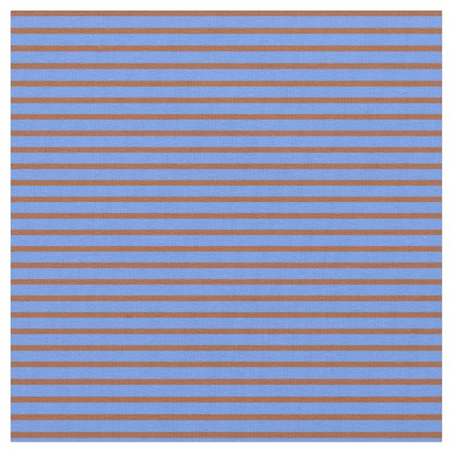 Cornflower Blue und Sienna Farbige Streifen Stoff (Nahaufnahme)