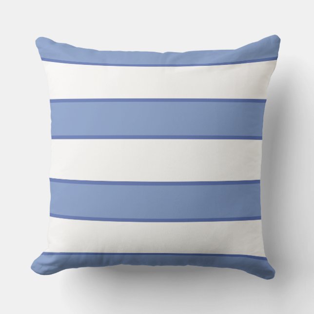 Cornflower Blue White Nautical Elegante Moderne Kissen (Vorderseite)