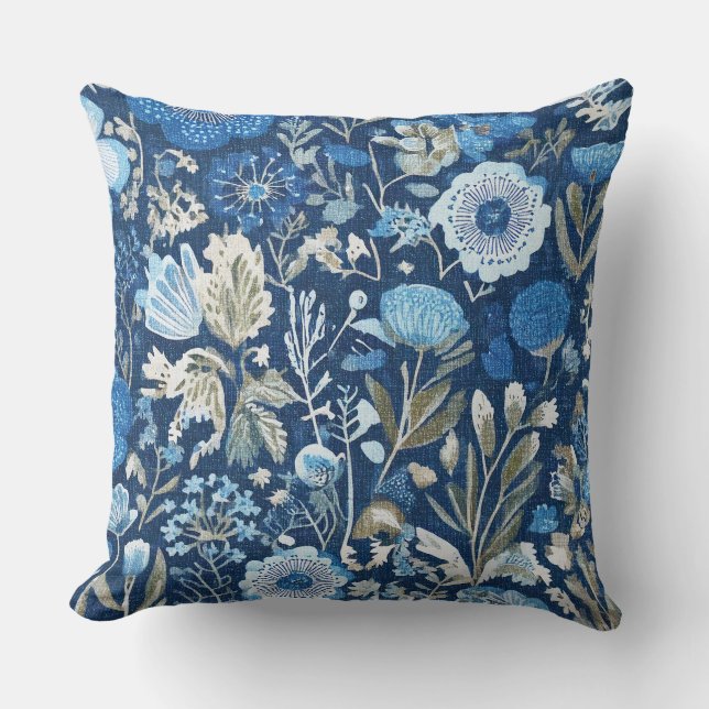 cornflower floral blues pattern kissen (Vorderseite)