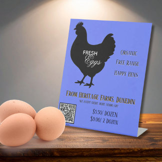 CornFlower Fresh Eggs Farmer's Market Sign QR Code Sockelschild