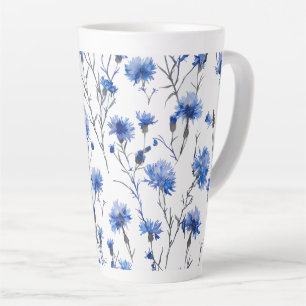 Cornflower Latte Tasse White Blue