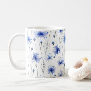 Cornflower Pressed Blume Watercolor-Style Kaffeetasse