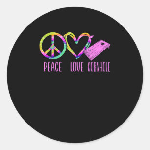 Cornhole Bean Bag Spieler Meister Tie Dye Frieden  Runder Aufkleber