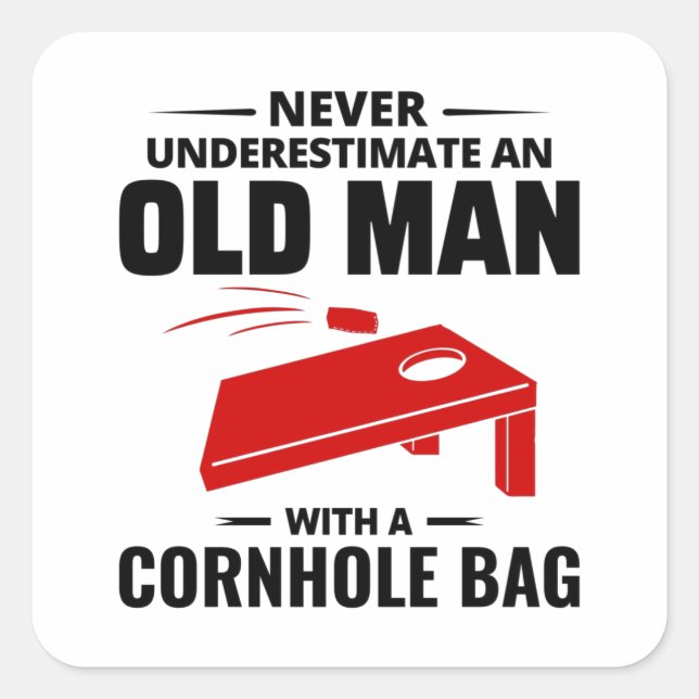 Cornhole Bean Bag Toss Outdoor Lawn Game Funny Quadratischer Aufkleber (Vorderseite)