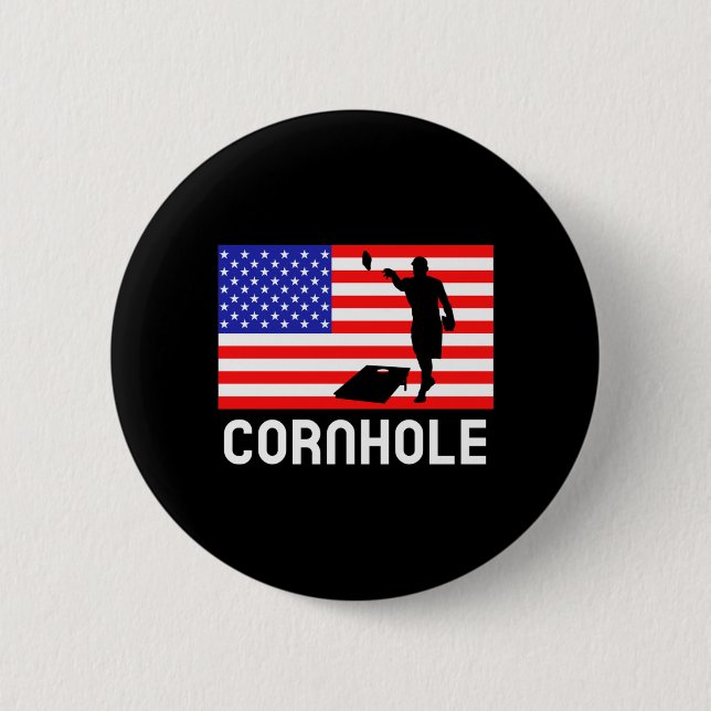 Cornhole Brettspiel Männer Frauen Amerikanische Fl Button (Vorderseite)