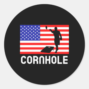 Cornhole Brettspiel Männer Frauen Amerikanische Fl Runder Aufkleber