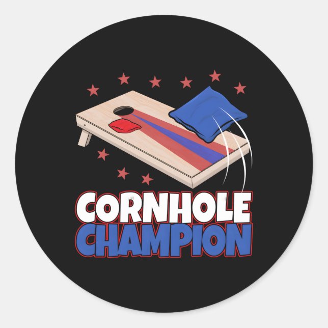 Cornhole Champion Mais Hole Gammer Liebe Runder Aufkleber (Vorderseite)