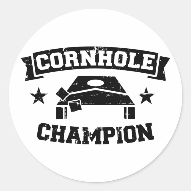 Cornhole-Champion Runder Aufkleber (Vorderseite)