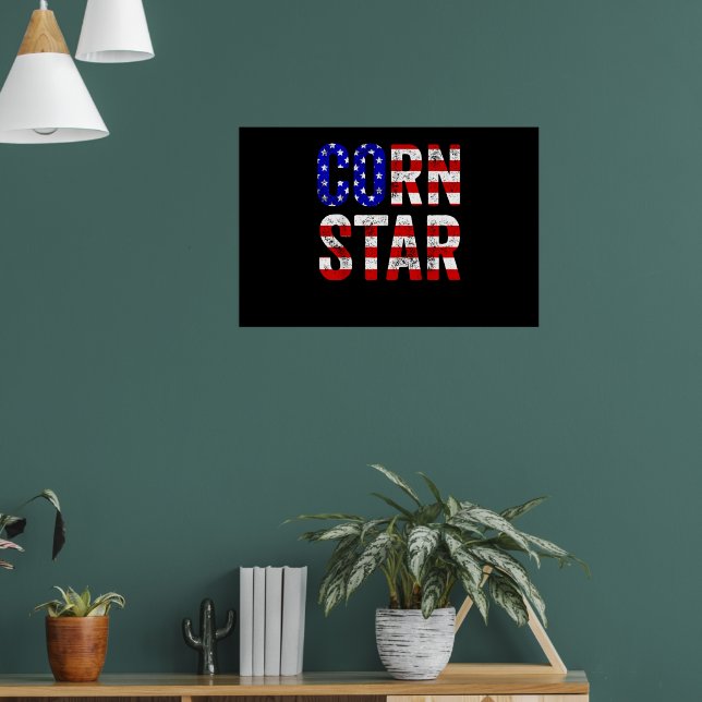 Cornhole Funny Bean Bag Toss Corn Star USA Flag Poster (Wohnzimmer 1)