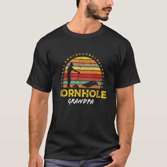 Cornhole Grandpa Cornhole Bags Turnier T-Shirt (Vorderseite)