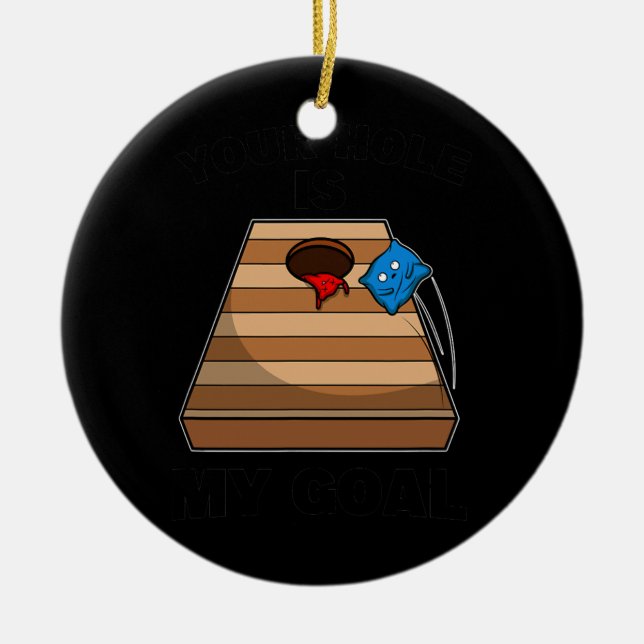 Cornhole Hole Goal Bean Bag Game Team Keramik Ornament (Vorne)