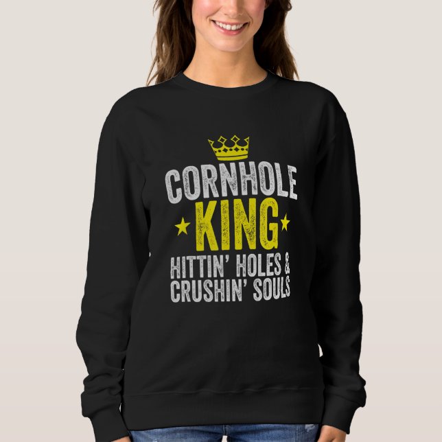 Cornhole King Retro Cornhole Champion Bean Bag Sweatshirt (Vorderseite)