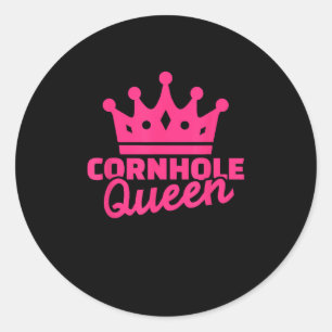 Cornhole Königin Pink College Corn Hole Spiel Runder Aufkleber