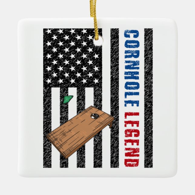 Cornhole Legend USA Keramikornament (Vorderseite)