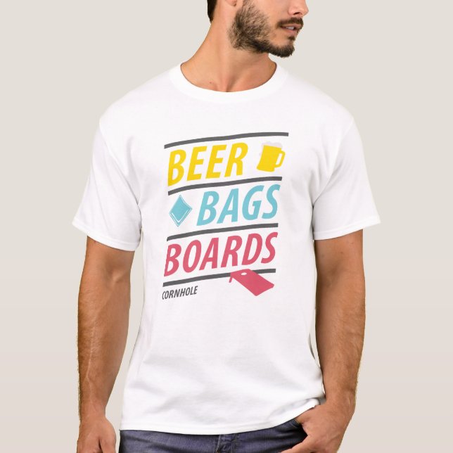 Cornhole lustiges Bier sackt Brett-Retro Spiel ein T-Shirt (Vorderseite)