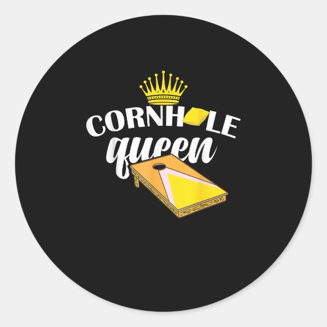 Cornhole Queen Bean Bag Funny Cornhole Runder Aufkleber (Vorderseite)