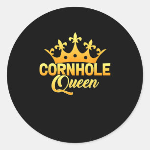 Cornhole Queen Bean Bag Player Taschen Shucken Runder Aufkleber