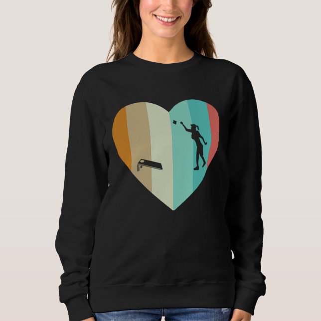 Cornhole Retro Heart Women Girl Cornhole Sweatshirt (Vorderseite)