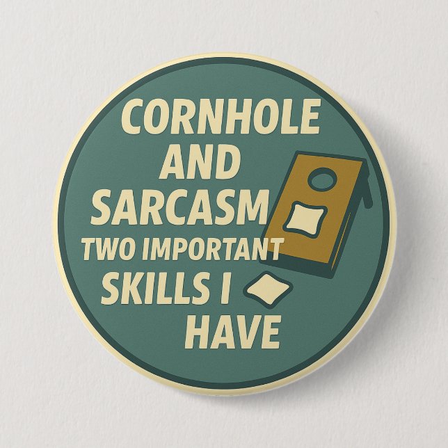 Cornhole-Spieler mit sarkastischem Sinn für Humor Button (Vorderseite)