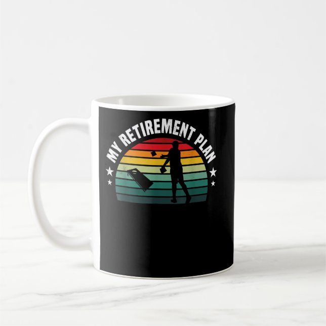 Cornhole Sport Pensionsplan Retrotro Sunset Art Kaffeetasse (Links)