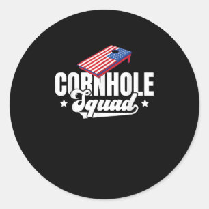 Cornhole Squad Männer Bohnentaschen Beutel Löcher Runder Aufkleber