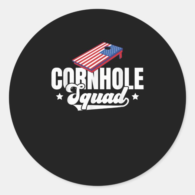 Cornhole Squad Männer Bohnentaschen Beutel Löcher Runder Aufkleber (Vorderseite)