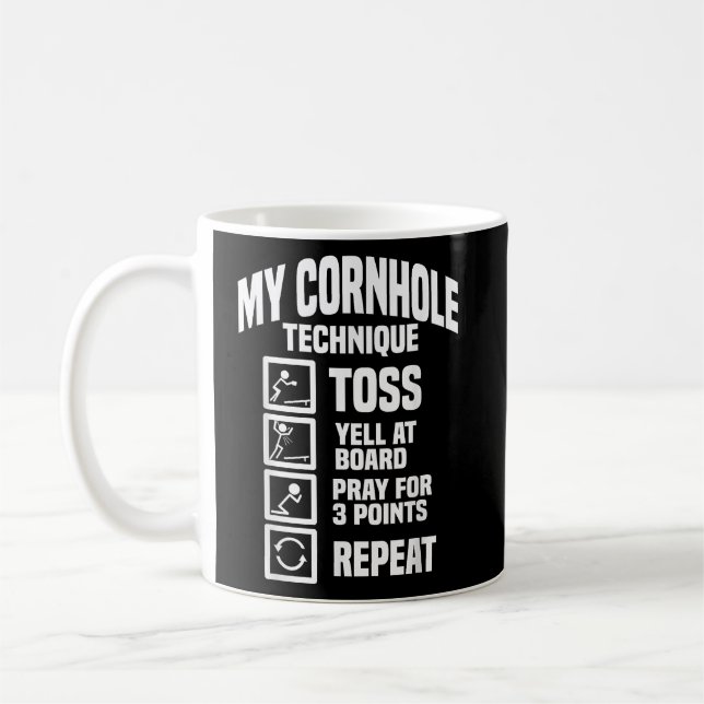 Cornhole-Technik Wurftechnik Cornhole Kaffeetasse (Links)