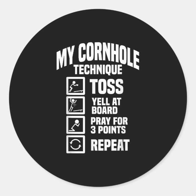 Cornhole-Technik Wurftechnik Cornhole Runder Aufkleber (Vorderseite)