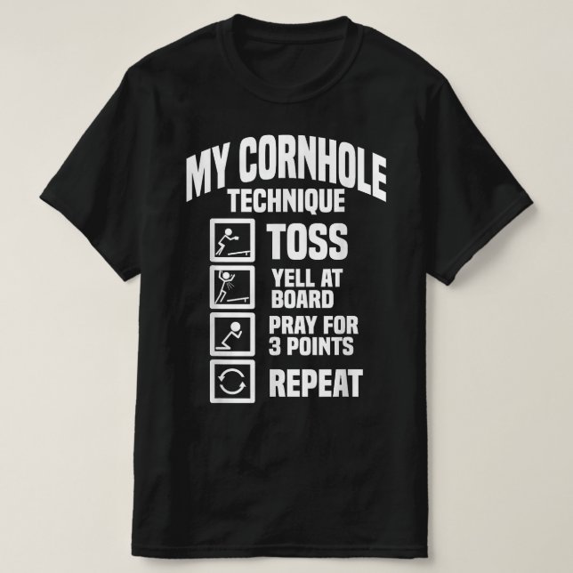Cornhole Technique Throwing Technique Cornhole T-Shirt (Design vorne)