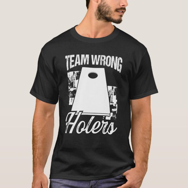 Cornhole Throwing Game Team Falsche Holder-Ecke T-Shirt (Vorderseite)
