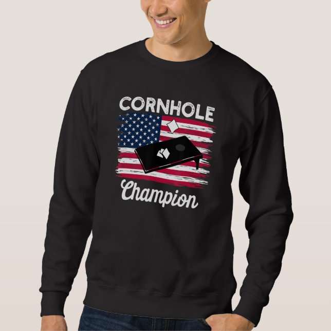 Cornhole Trophy Champion  Bean Bag Cornhole Player Sweatshirt (Vorderseite)