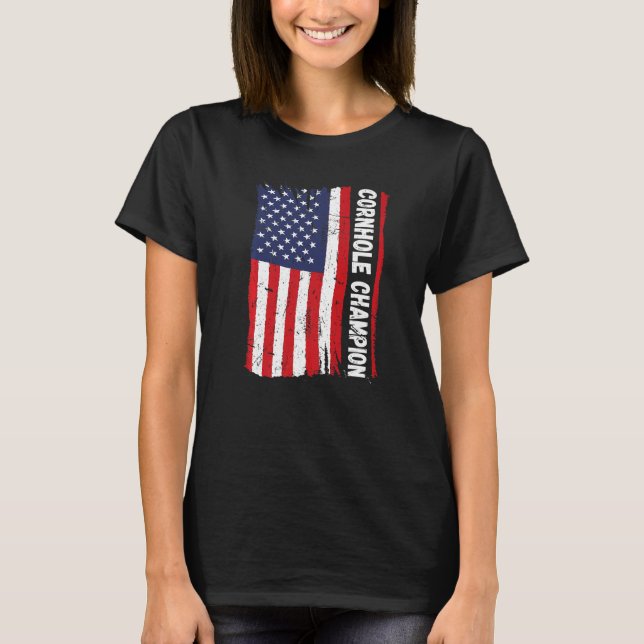 Cornhole Trophy Champion Bean Bag Cornhole Player T-Shirt (Vorderseite)