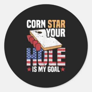 Cornhole-Turnier Corn Star Dein Loch ist mein Ziel Runder Aufkleber