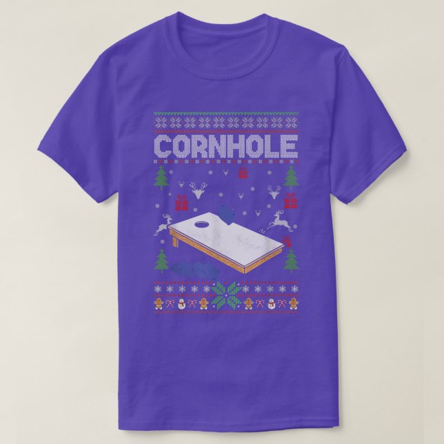 Cornhole Ugly Christmas Sweater Happy Holidays T-Shirt (Design vorne)