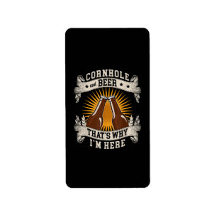 Cornhole und Bier Deshalb bin ich hier Cornhole  Adressaufkleber