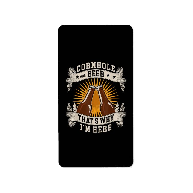 Cornhole und Bier deshalb bin ich hier Cornhole Adressaufkleber (Vorne)