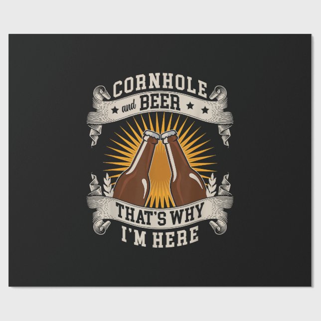 Cornhole und Bier deshalb bin ich hier Cornhole Geschenkpapier (Flach)