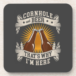 Cornhole und Bier Deshalb bin ich hier Cornhole Getränkeuntersetzer