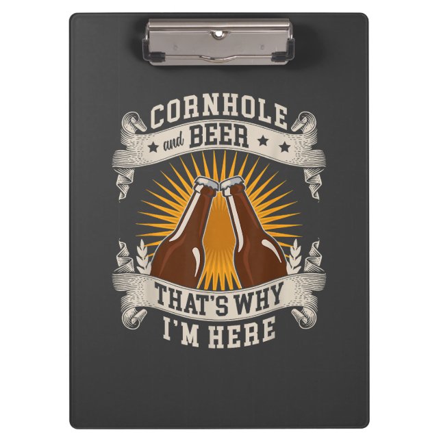Cornhole und Bier deshalb bin ich hier Cornhole Klemmbrett (Vorderseite)