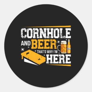 Cornhole und Bier trinken Alkohol Runder Aufkleber