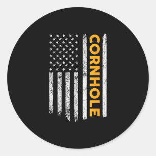 Cornhole US Flag Cornhole-Spiel Liebhaber-Geschenk Runder Aufkleber
