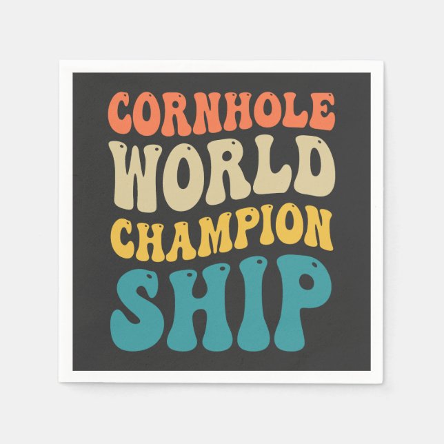 Cornhole Weltmeisterschaft Funny Groovy Retro Vate Serviette (Vorderseite)